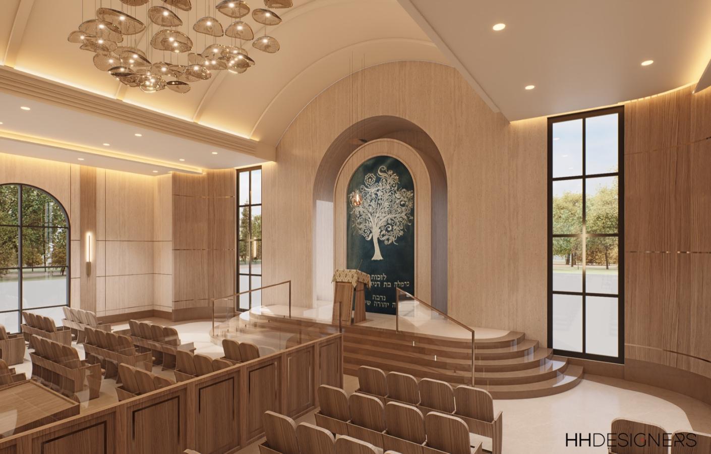 Rendering of the main sanctuary Aron Kodesh