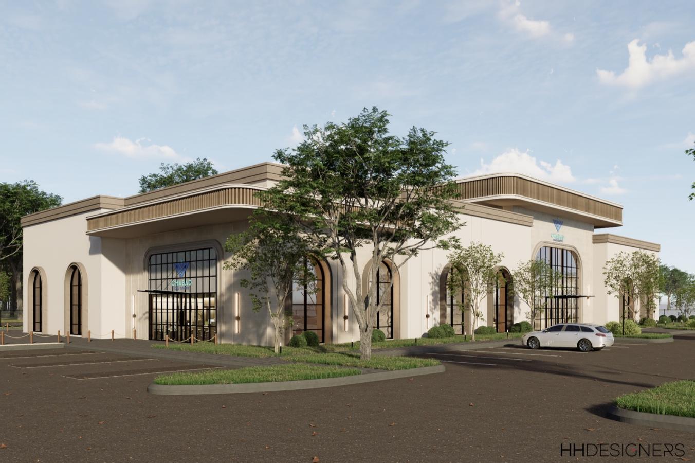 Architectural rendering of the proposed new Chabad Chai Center entrance